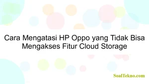 Cara Mengatasi HP Oppo yang Tidak Bisa Mengakses Fitur Cloud Storage