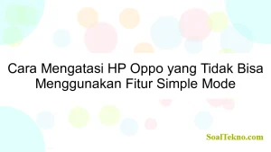 Cara Mengatasi HP Oppo yang Tidak Bisa Menggunakan Fitur Simple Mode