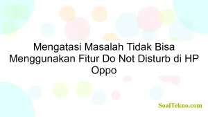 Mengatasi Masalah Tidak Bisa Menggunakan Fitur Do Not Disturb di HP Oppo