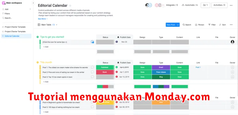 Tutorial menggunakan Monday.com