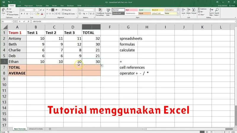 Tutorial menggunakan Excel