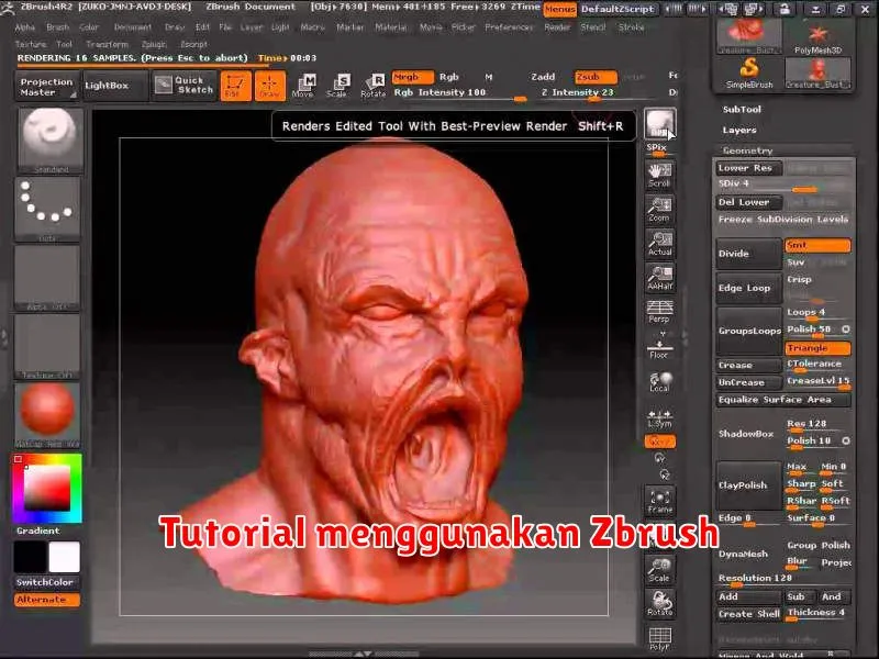 Tutorial menggunakan Zbrush