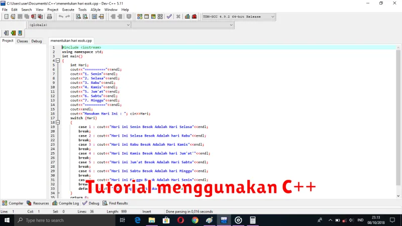 Tutorial menggunakan C++