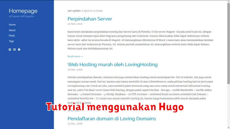 Tutorial menggunakan Hugo